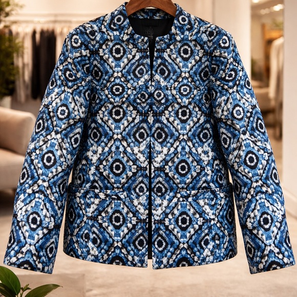 Kasper Blue and Black Geometric Jacket - Picture 3 of 8